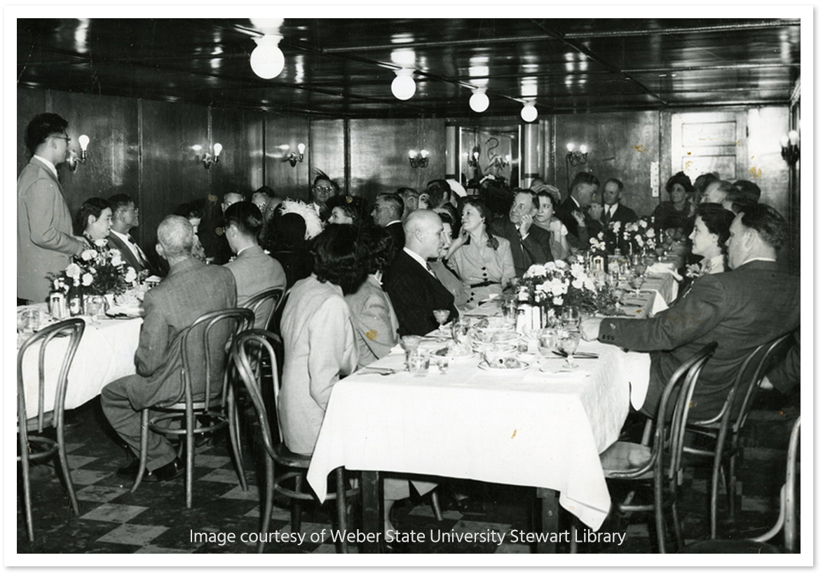 Vintage photo of immigrants dining out in Ogden-history that you'll learn more about on the OTown Food Tour